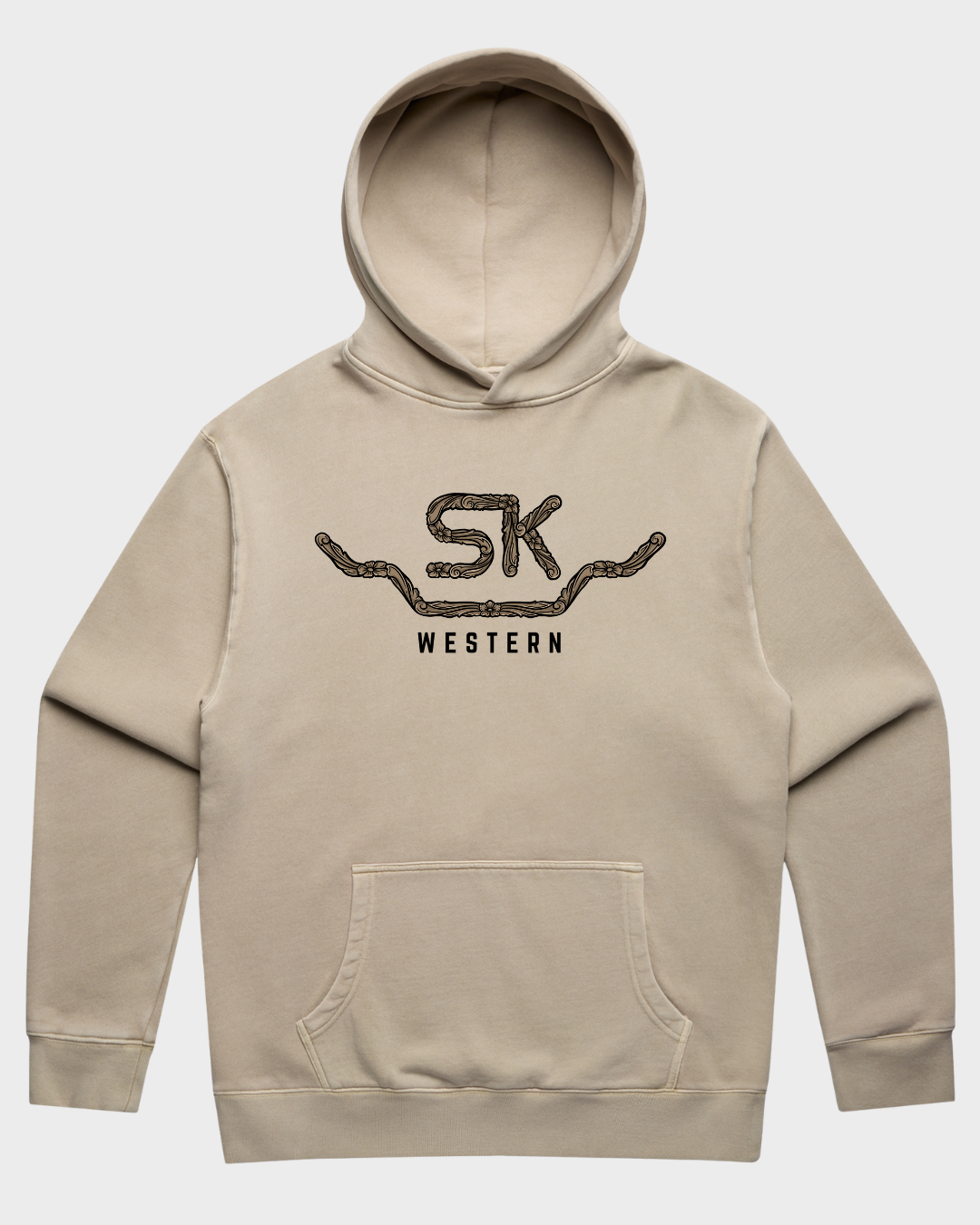 SK Western Tooled Leather Relax Faded Hoodie