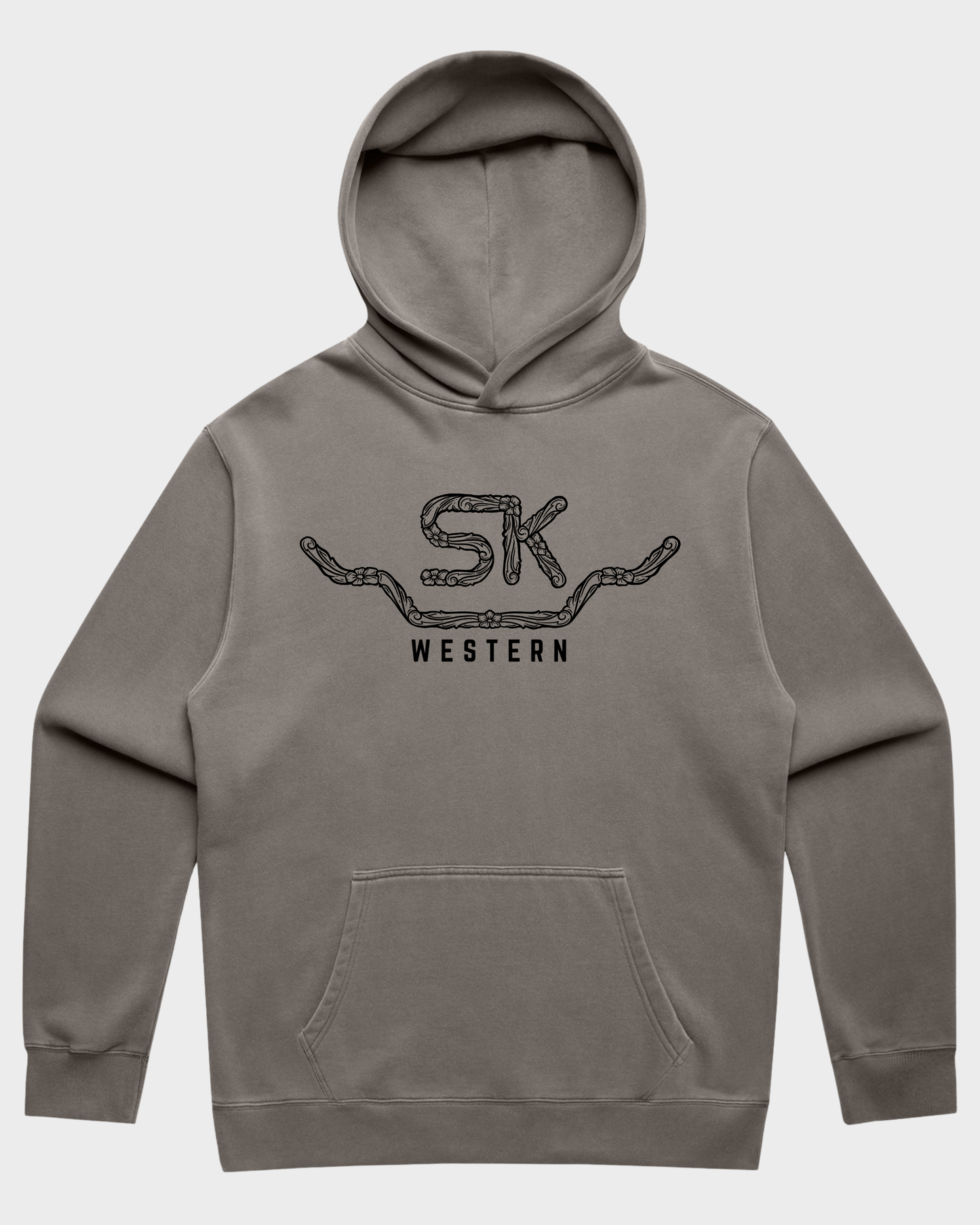 SK Western tooled leather Relax Faded Hoodie