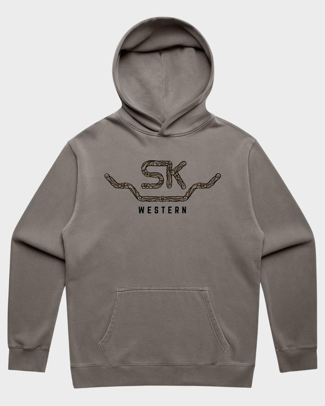 SK Western tooled leather Relax Faded Hoodie