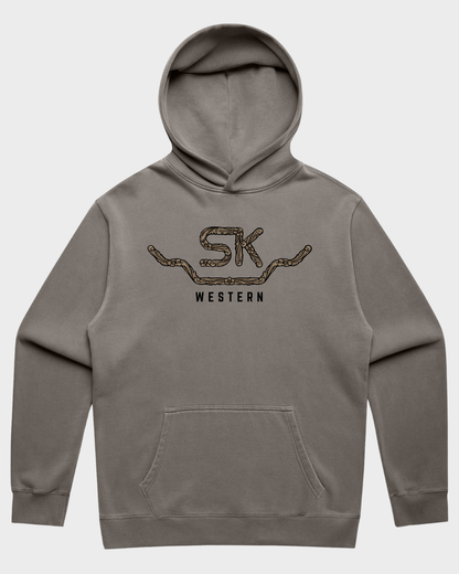 SK Western tooled leather Relax Faded Hoodie
