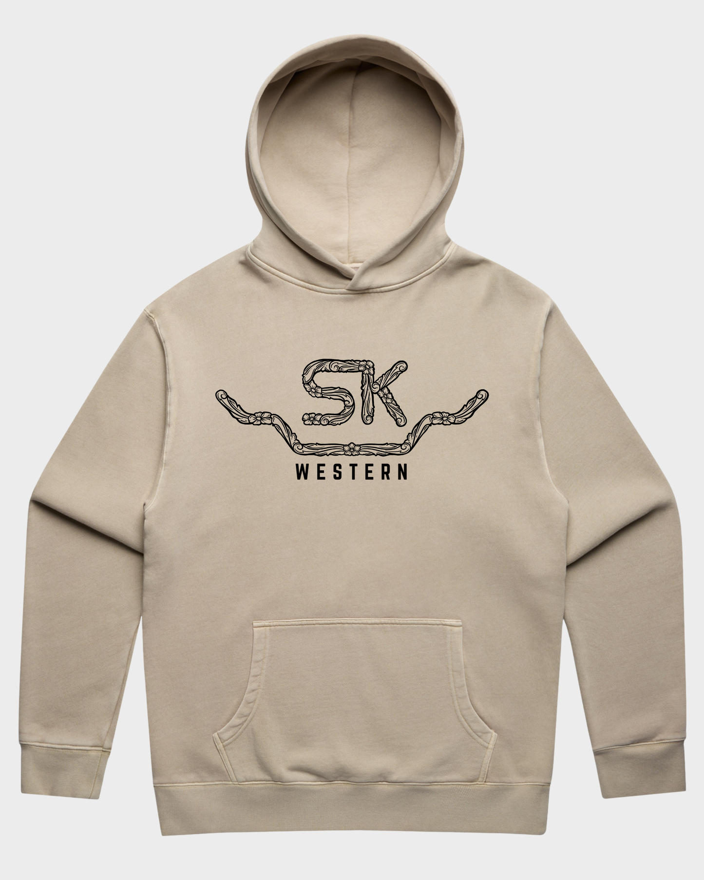 SK Western tooled leather Relax Faded Hoodie