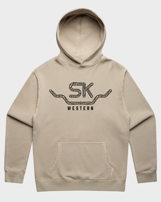 SK Western tooled leather Relax Faded Hoodie