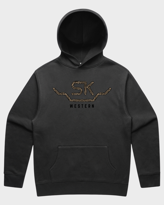 SK Western Tooled Leather Relax Faded Hoodie